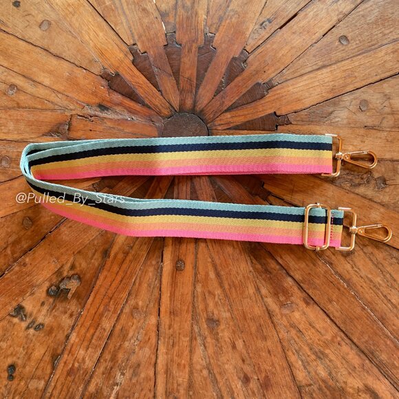 NWOT Retro Rainbow Pastel Striped Detachable Bag Strap (57" Adjustable Length) - Picture 8 of 15